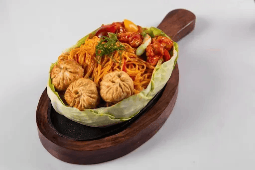 Fried Chicken Dim-Sum With Fiery Noodle Sizzlers